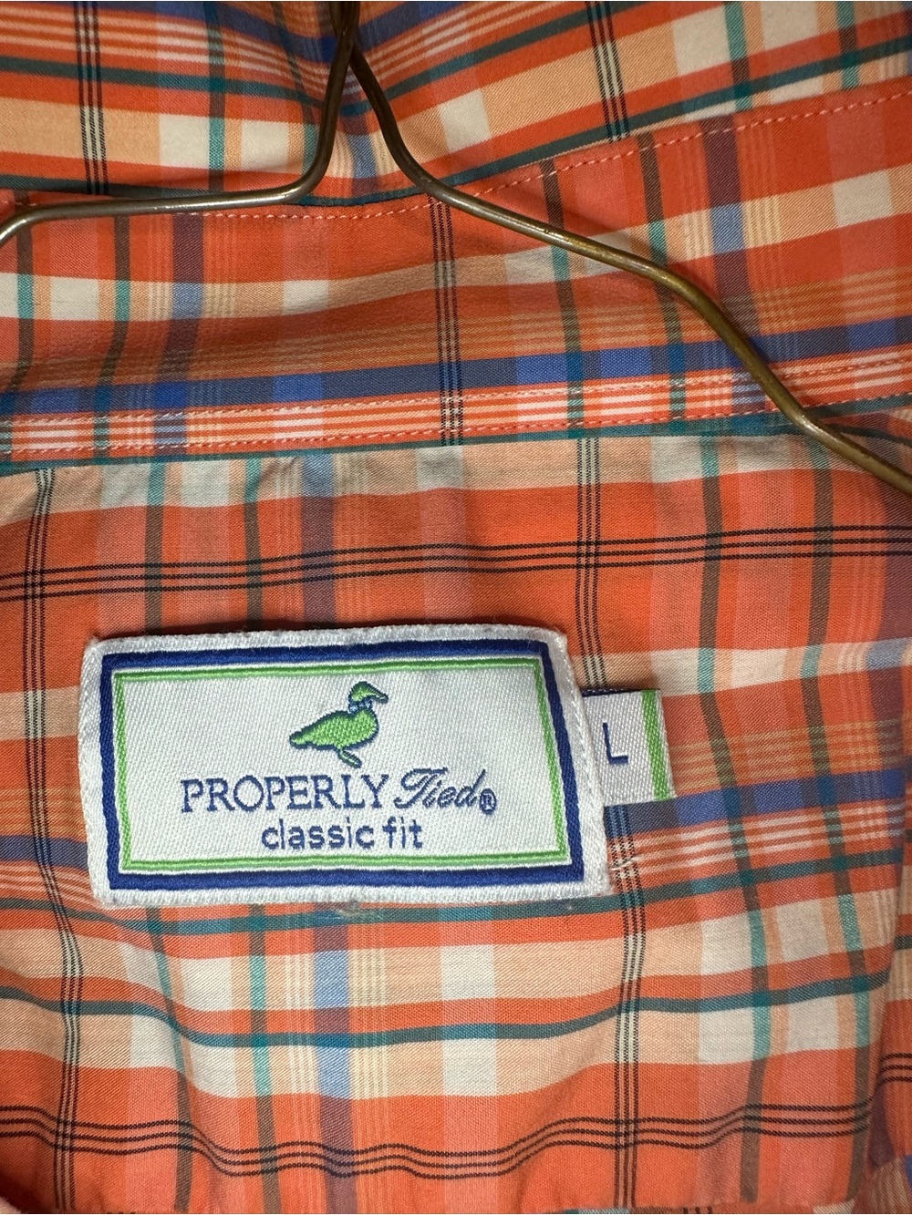 Properly Tied Men’s Classic Fit Orange Plaid Button-Down Shirt - L
